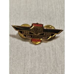 Vintage Harley Davidson 1980-2000 20th Anniversary Pinback Hat Pin MDA Wings